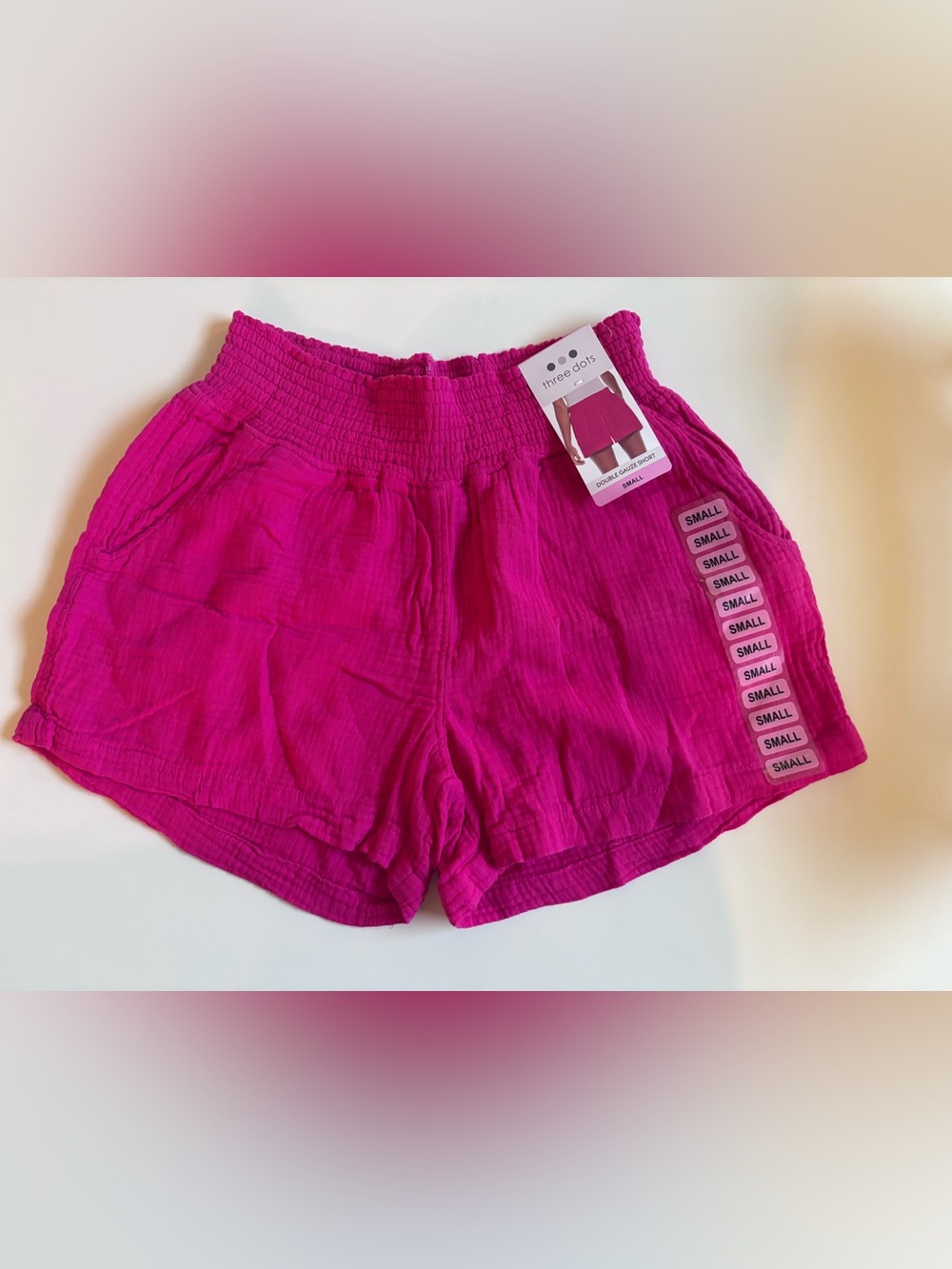 Three Dots Double Gauze Shorts, Women’s Small, Fuchsia Pink, NWT